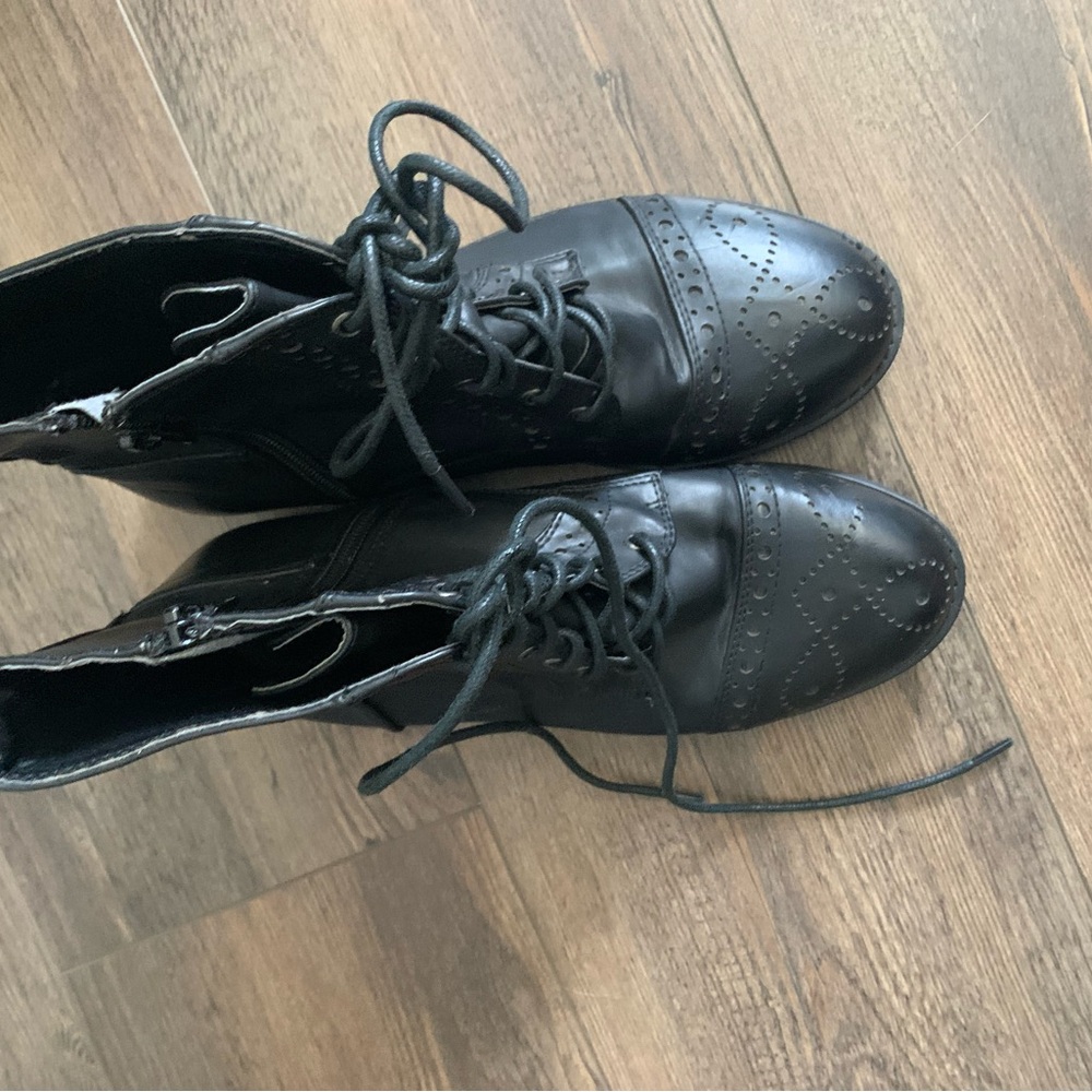 Black Lace-Up Ankle Boots - Picture 4 of 13